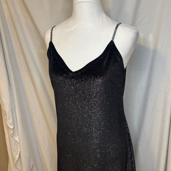 Vintage 90s JUMP Apparel Glitter Party Stretch Long Maxi Dress Womens Designer - Picture 3 of 9